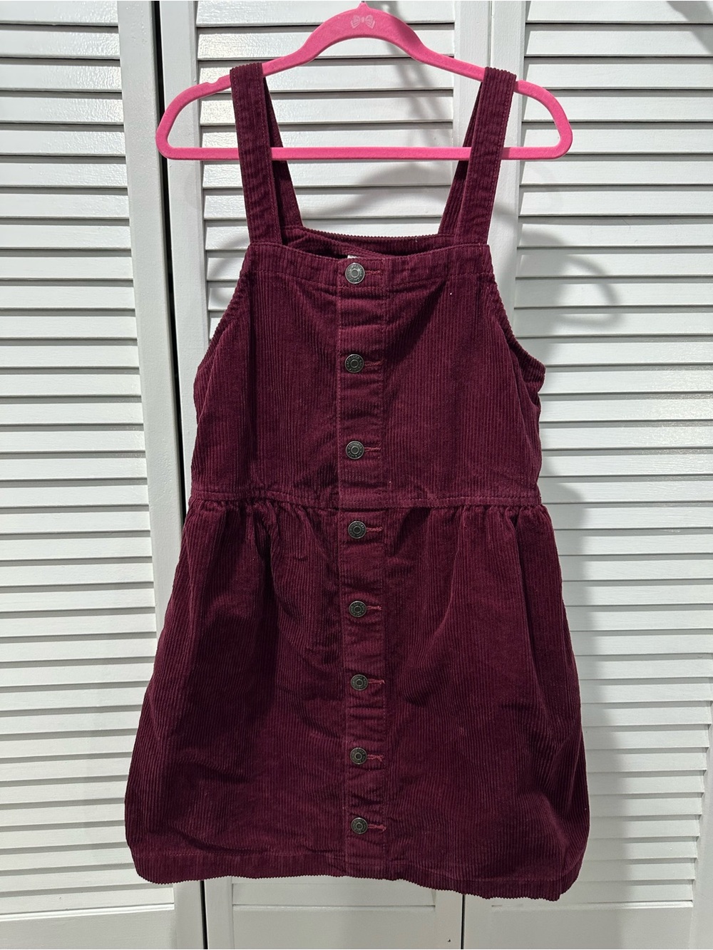 Cat & Jack Deep Wine Corduroy Button Pinafore Dress